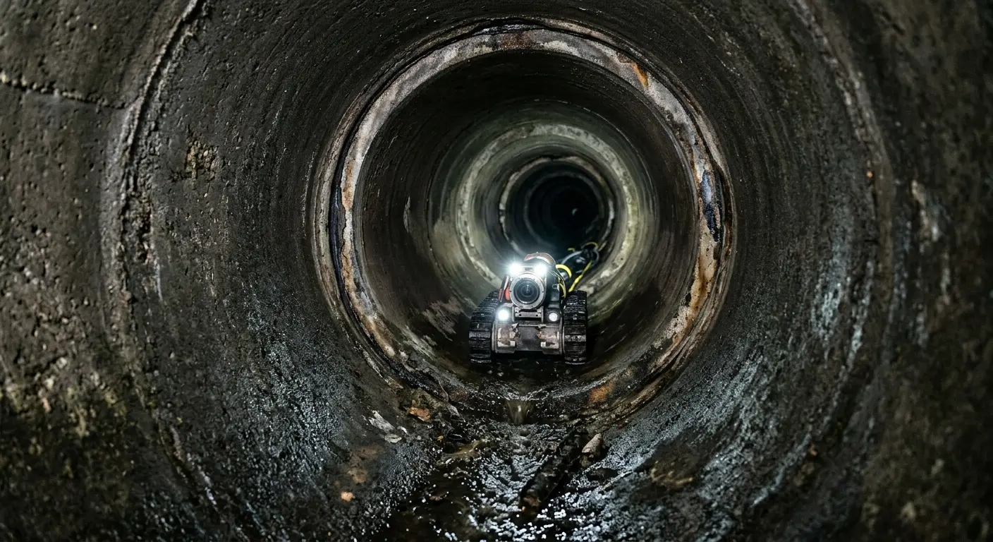 Robotic sewer camera inspecting pipe interior for Sewer Line Repair in Connersville